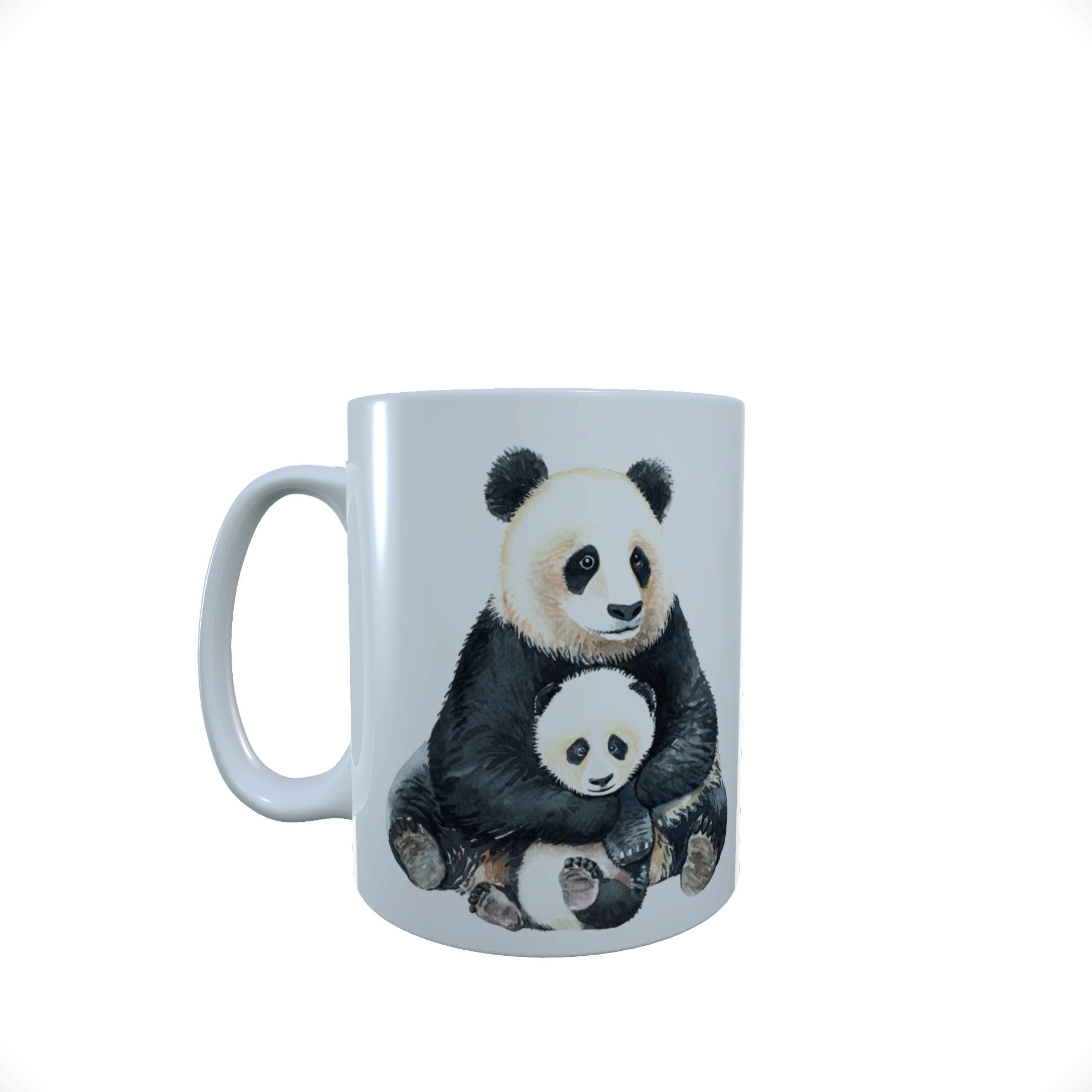 Panda Ceramic Mug, Baby Panda & Mum Mug, Panda Latte Mug